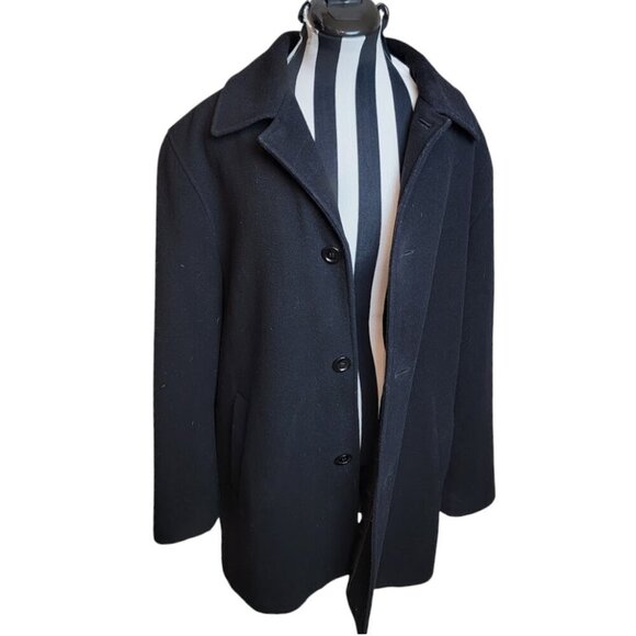 Cole Haan Men's Wool Car Coat with Leather Style Trim - Mens Size M - Picture 7 of 8